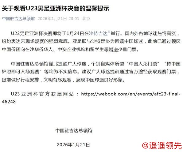 祖国万岁！中国球迷免票入场观看U23国足决赛 中国使领馆协商促成