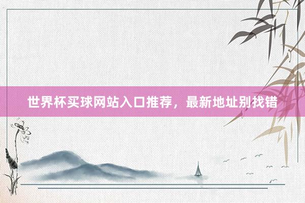 世界杯买球网站入口推荐，最新地址别找错