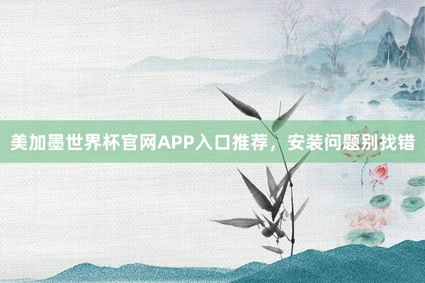 美加墨世界杯官网APP入口推荐，安装问题别找错